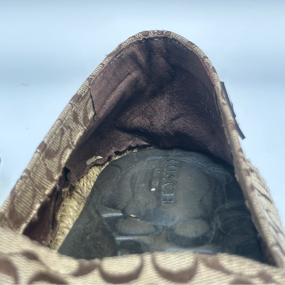 Coach Signature C Logo Brown Canvas Espadrille Flats Size 8.5B - Picture 5 of 12